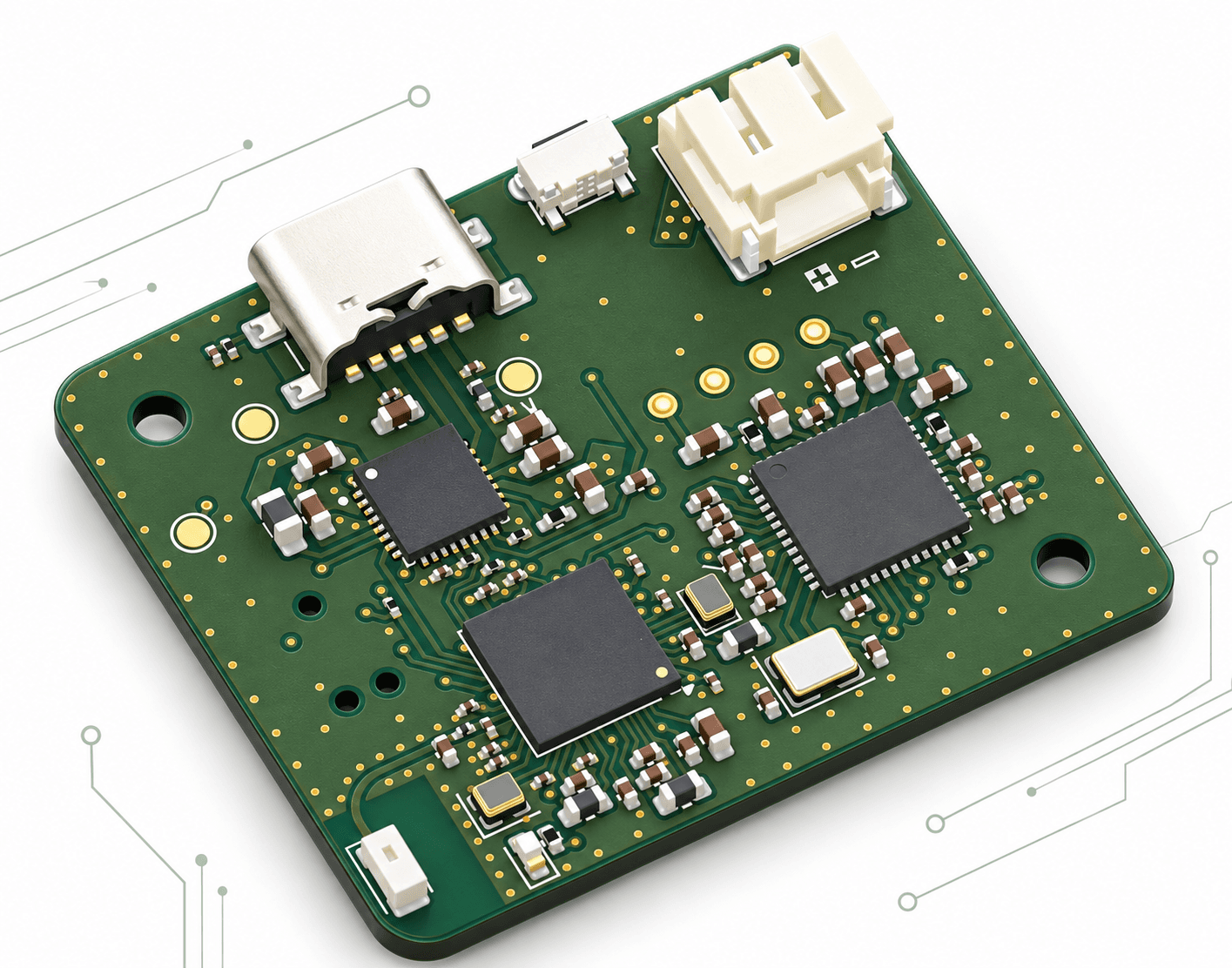 Placa de circuito impreso de un wearable preparada para fabricación